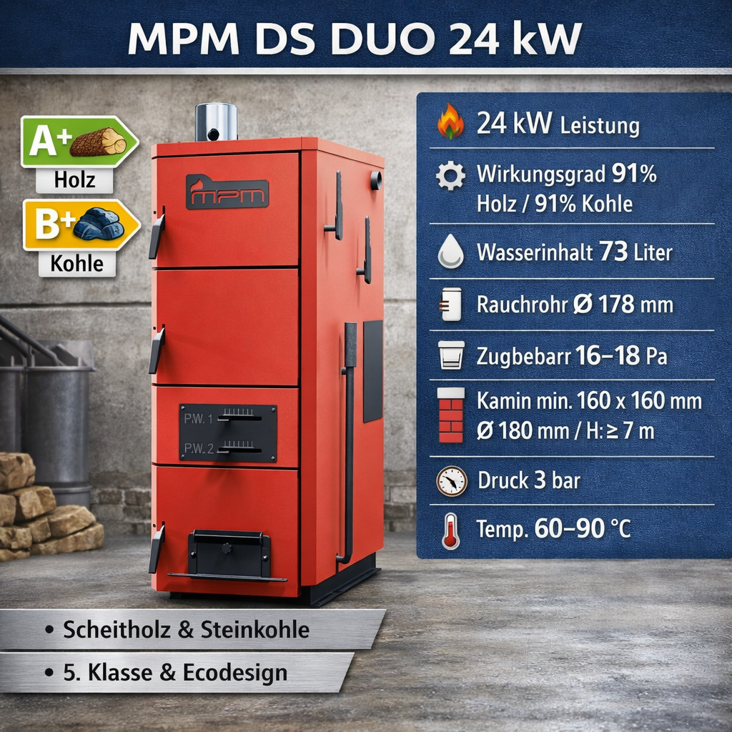 Effizienter Holz-Kohle-Kombikessel von MPM für nachhaltige Heizlösungen