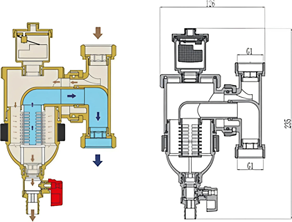 Schlammabscheider DN 25, 1'' IG Heizung Magnetitabscheider.