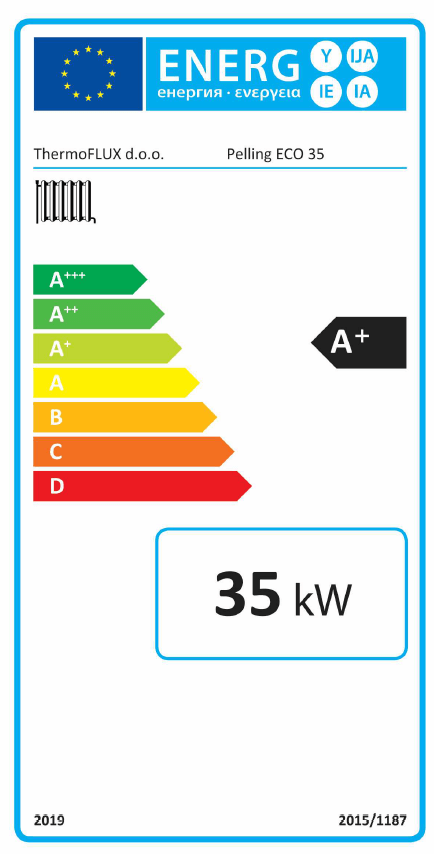 Pelletkessel Thermoflux Pelling Eco 35kW/150kg.