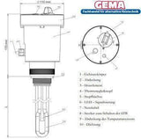 Heizstab 9 kW  mit einstellbare Heizpatrone.