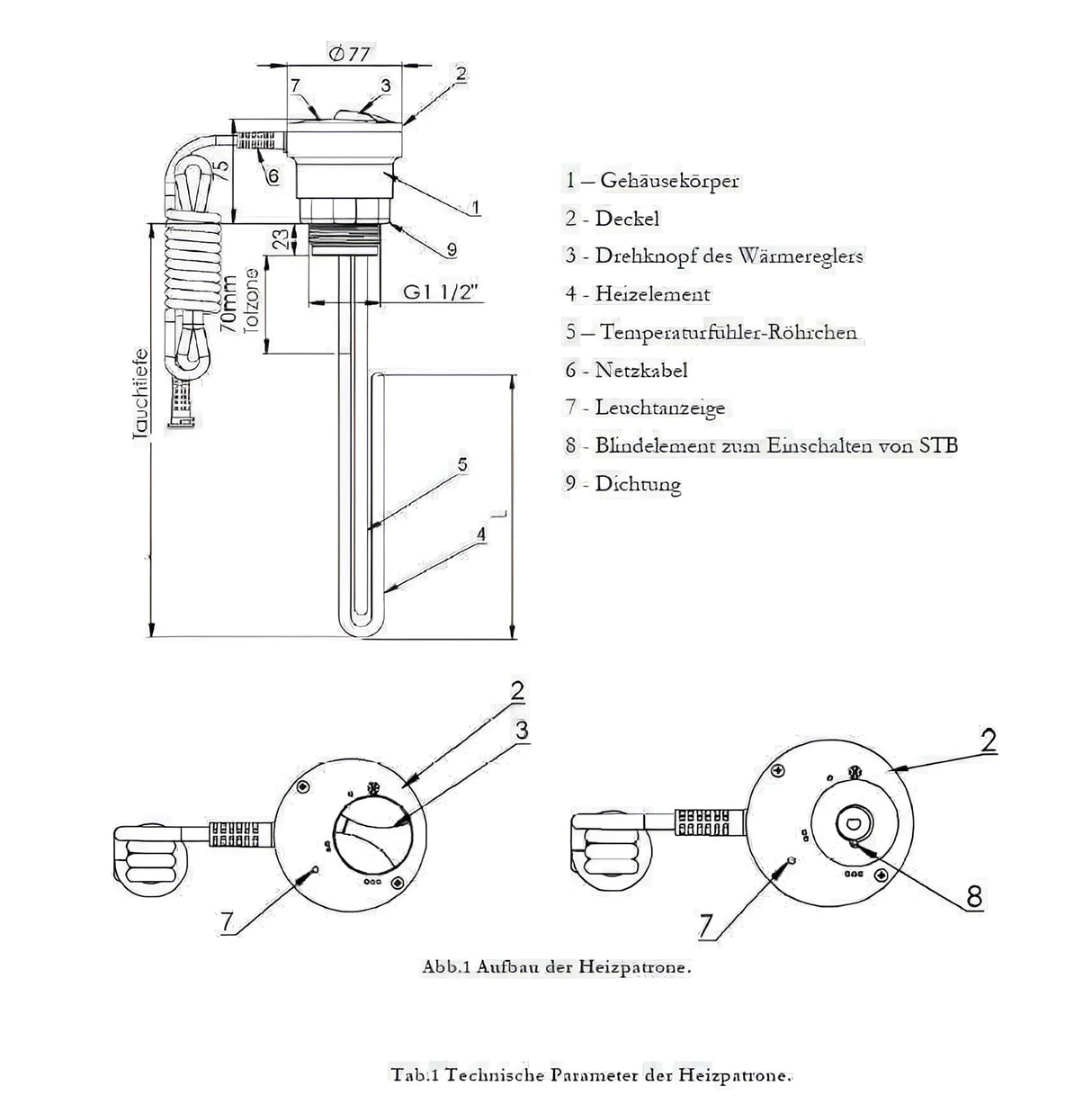 Trinkwasserspeicher 120 Liter mit 2 kW Heizstab.