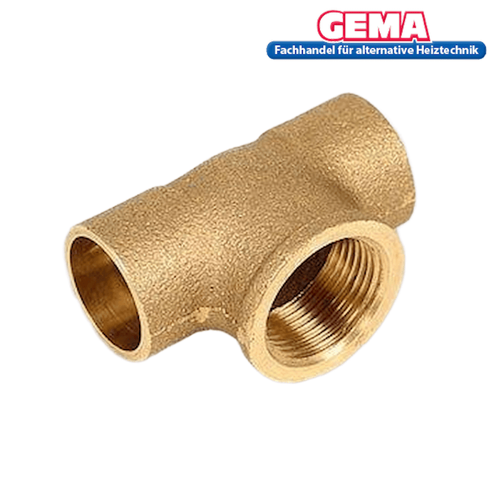 T-Stück mit 1/2" Gewinde zum L❗️ten, Rotguss Fitting für Kupferrohre, DVGW-zertifiziert.