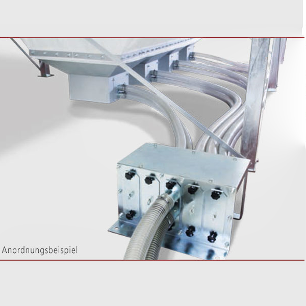 Manuelle Umschalteinheit 3/5-fach für Pellets Saugbahnhof aus Metall.