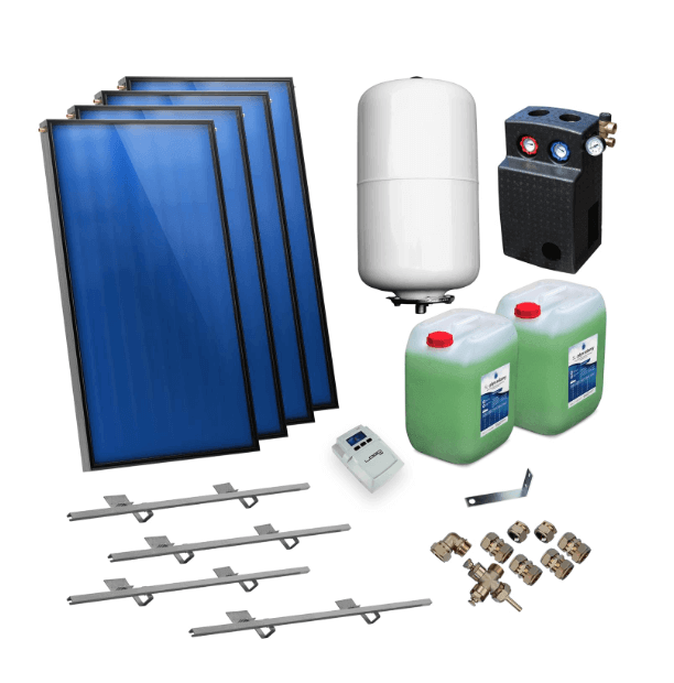 Solarpaket Flachkollektor AMX2.38 9.52 m² für Schrägdach.