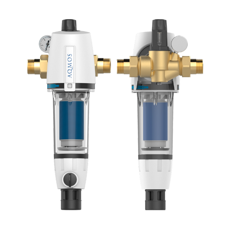 Conjunto de sistema de descalcificação de água AQMOS R2D2-32 com filtro de retrolavagem, kit de ligação e bloco de montagem