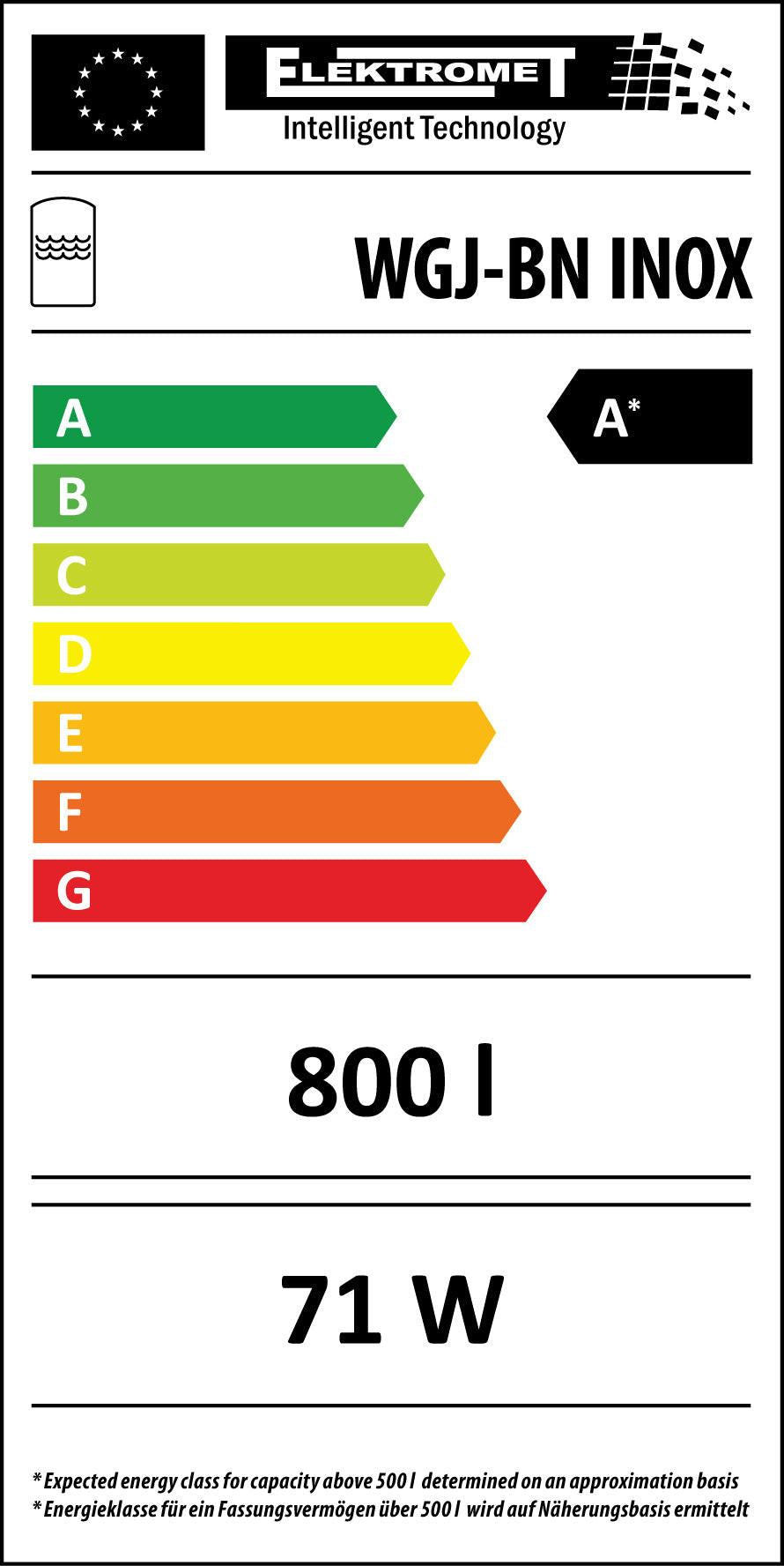 Hygienespeicher ohne Solarregister mit A Isolierung.