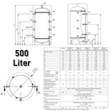 Heizwasser Pufferspeicher 500 Liter.