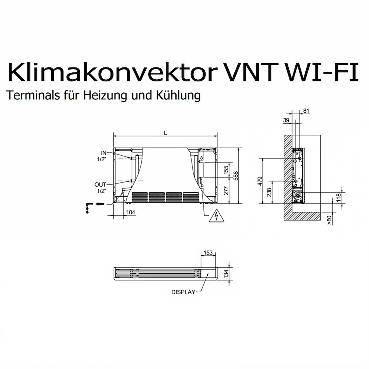 Värmepump radiator fläktkonvektor -klimatbatteri VNT WI-FI