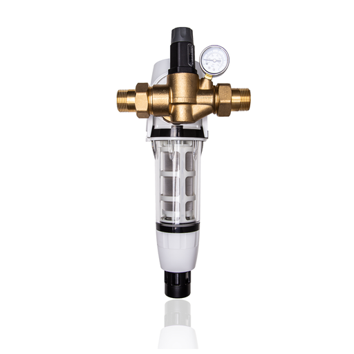 Rückspülfilter Typ Aqmos 1" 💧 mit Druckminderer und Manometer, schützt Trinkwasser zuverlässig. 💪