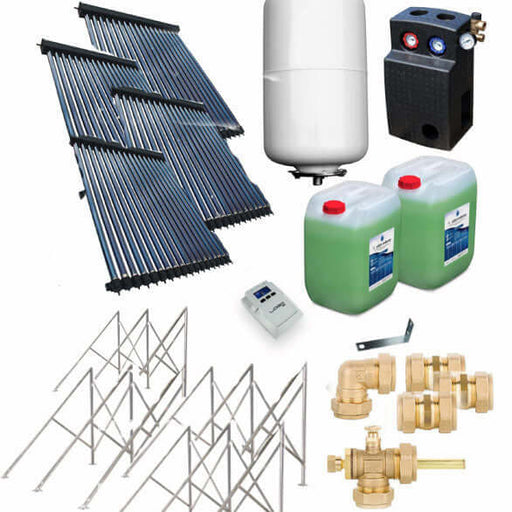 Solarpaket Röhrenkollektor HP22 🏠 für Flachdach mit 14,44 m², inkl. Wärmespeicher, Solarkollektoren ☀️ und Zubehör.