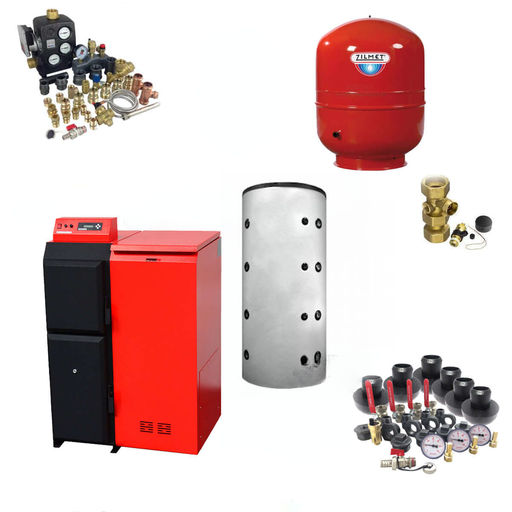 Thermoflux Pelling 25 kW Heizsystem mit Pufferspeicher 🛠️🔴 für effiziente ❄️ Wärme, inklusive Zubehör.