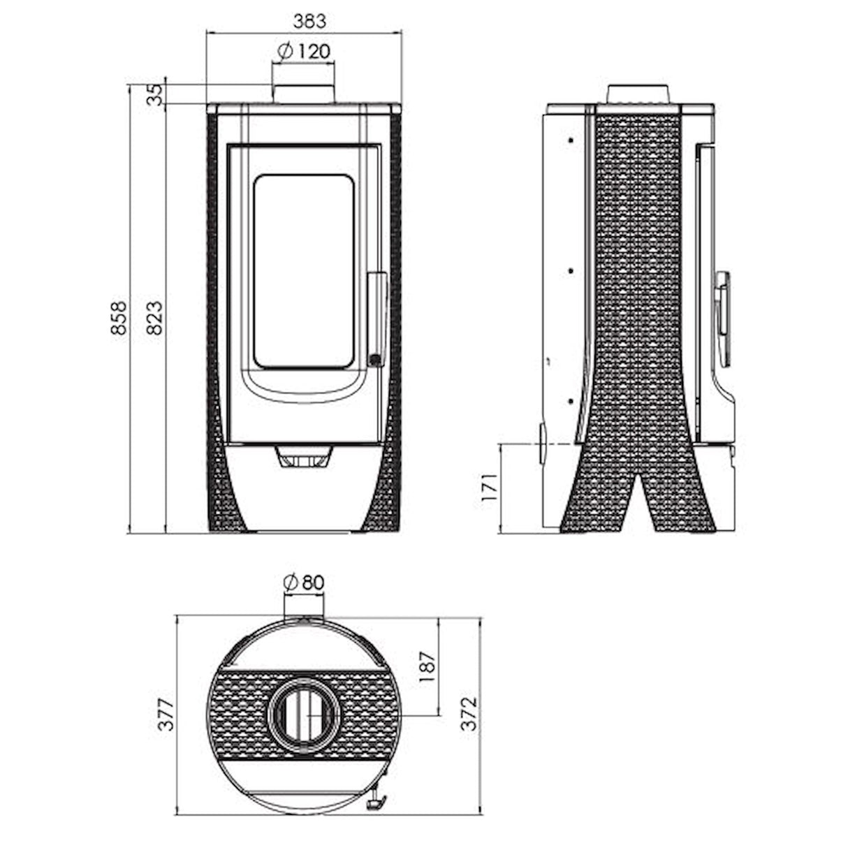 Plamen Tara dizájner öntöttvas kandalló – szobalevegőtől független