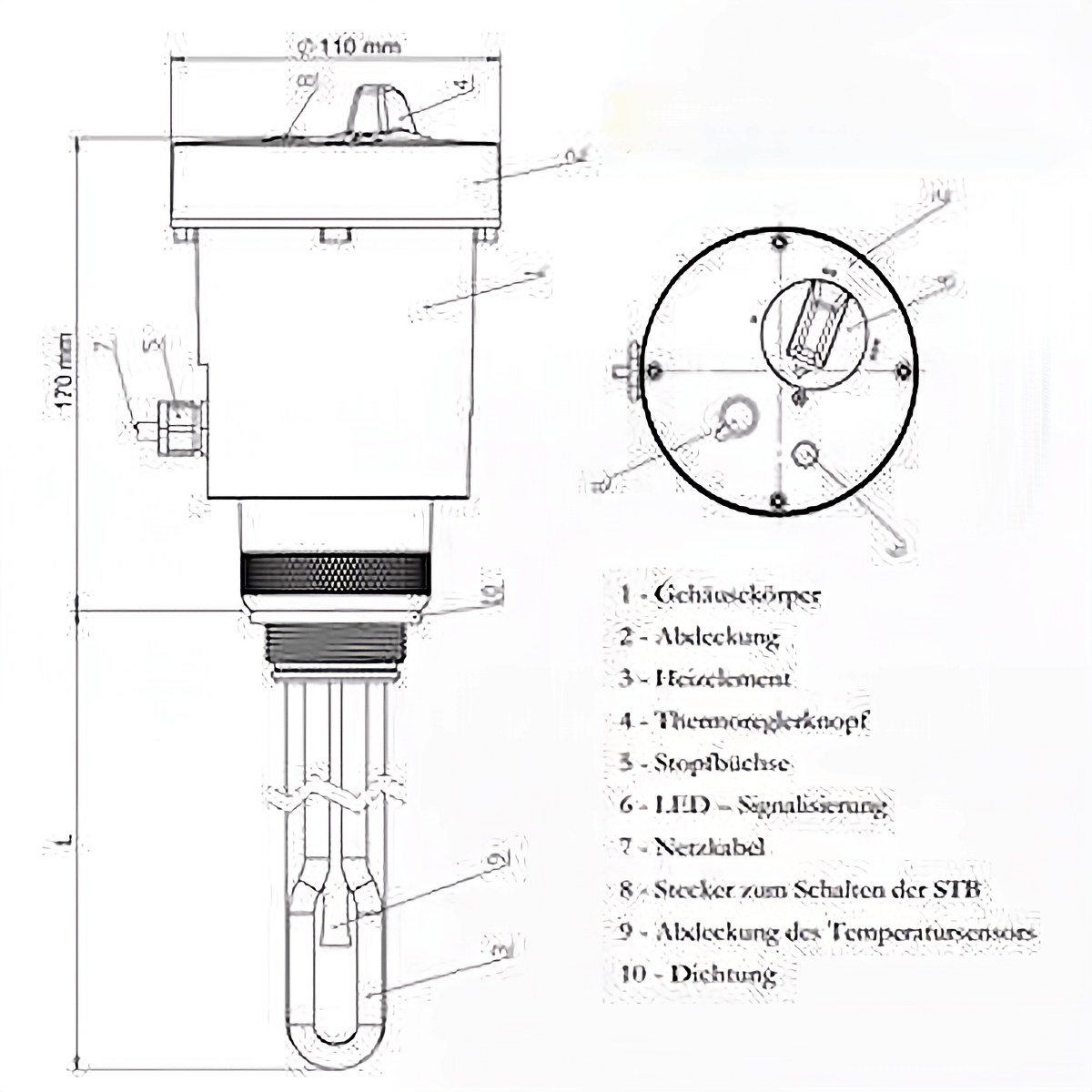 Heizpatrone einstellbare  6 kW  Elektroheizpatrone  PV geeignet.