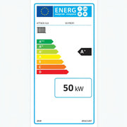 GEMA Shop Rótulo energético da UE para o gaseificador de madeira ATTACK SLX 50 PROFI com 50 kW de potência nominal e classe de eficiência energética A+
