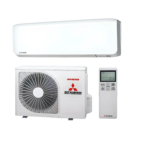 Mitsubishi Monosplit-Klimaanlage mit Fernbedienung.