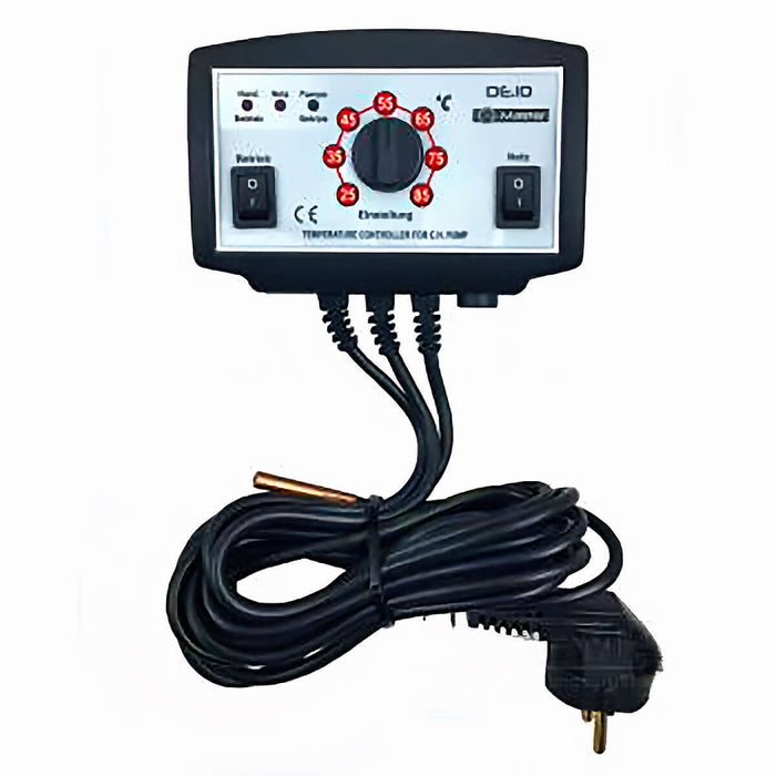 Pumpensteuerung DE.10 mit Temperaturregler 🔧 und Anschlusskabel 🔌 für effiziente Heizungssteuerung.
