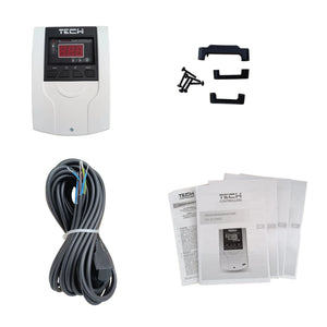 TECH EU-21 CWU Pumpensteuerung Umwälzpumpe Kessel Boiler mit Zubehör, Kabel und Anleitungen.